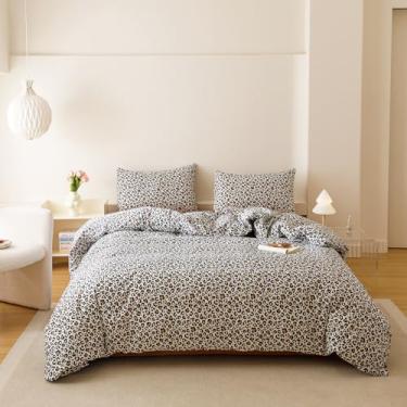 Imagem de CLOTHKNOW Conjunto de edredom com estampa de guepardo, solteiro/solteiro, GG, 3 peças, animal, leopardo, macio, preto, marrom, com 2 fronhas, tamanho solteiro GG