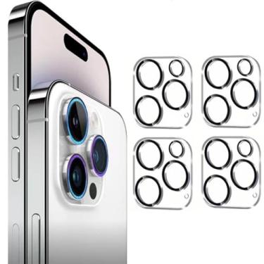 Imagem de Protetor de lente de câmera para iPhone 12 Pro de 6,1 polegadas, vidro temperado 9H, transparente HD, antiarranhões, compatível com capas, não afeta fotos noturnas, pacote com 4