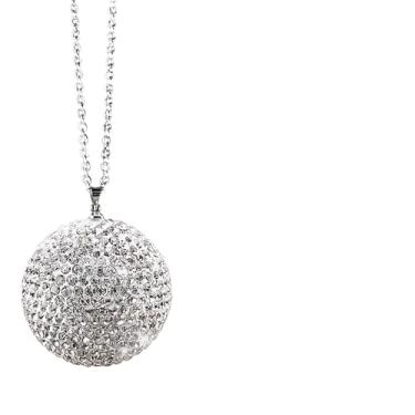 Imagem de ZGGAZCA Cristais pendurados brilhantes para espelho retrovisor de carro, corrente de pingente de bola de cristal, acessórios de enfeite de glitter para decoração de carro brilhante, pingentes e