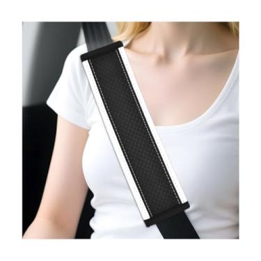 Imagem de Sandfren Capa de cinto de segurança de carro, 2 peças de couro macio de microfibra para veículos, almofada de ombro e pescoço, acessórios de almofada de alça interna automotiva, universal para Sedan