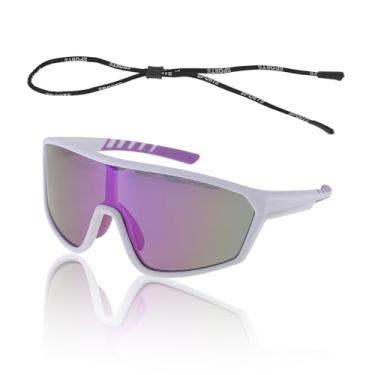 Imagem de TUCKBOLD 1 conjunto de óculos de sol para motocicletas Tri-Acetil Cellulos PC UV400 Óculos de sol para esportes ao ar livre para motocross Dirt Bike ATV Lente roxa branca armação roxa