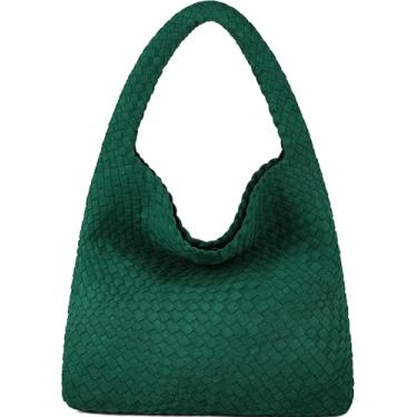 Imagem de Queenoris Bolsa feminina moderna de tecido com alça superior bolsa de ombro macia Hobo de verão
