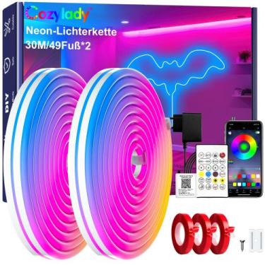 Imagem de Luzes de corda de néon LED RGB Cozylady 36m com aplicativo/controle re