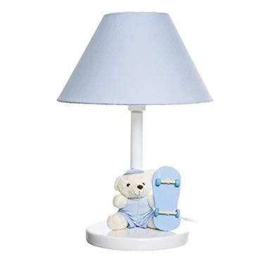 Imagem de Potinho de Mel Abajur Madeira Urso Skate Quarto Bebê Infantil Menino Azul