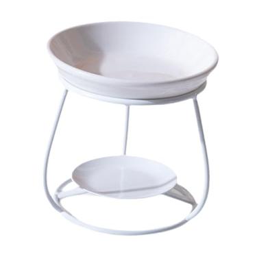 Imagem de Ｂｅｓｇａ Queimador de cera de cerâmica, moderno, portátil e decorativo, com estrutura de ferro, ideal para sala de estar, quarto, casa ou para prática de ioga, Branco