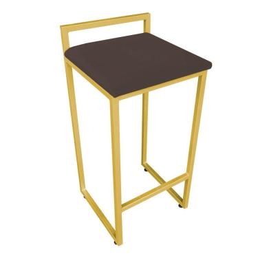 Imagem de Banqueta Pietra Suede Base Dourado Marrom