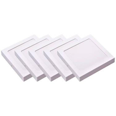 Imagem de Kit 5 Luminária Plafon Led Quadrado Sobrepor 24W 4000K Noll