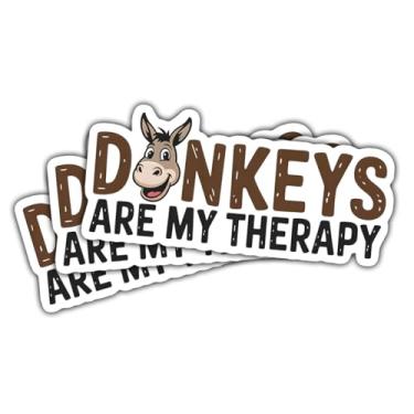 Imagem de 3 adesivos Donkeys are My Therapy Donkey para amantes de burros, fazendeiros, fãs de humor animal, fazendeiros, adultos, adolescentes, decalques de vinil para laptop, carro, scrapbook, Hydroflask