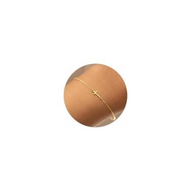 Imagem de Poxtex Pulseira com laço de prata dourada para mulheres, impermeável, banhada a 14K, delicada, minúscula, ajustável, acessórios modernos, joias, presente para mulheres, filha, mãe, Natal, dia dos