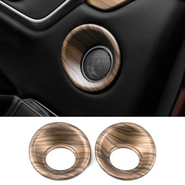 Imagem de KELEIMAI Acessórios de carro adequados para Honda CR-V CRV 2017 2018 2019 2020 2021 2022 acabamento da moldura do alto-falante da porta traseira (madeira pêssego) ABS 2 peças