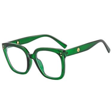 Imagem de HCPIHF Armação de óculos feminina anti-raios azuis, moda feminina (verde transparente)