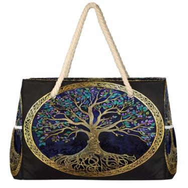 Imagem de hongjinglin Bolsa de praia grande, leve, dobrável, amor, autismo, colorida, bolsa de ombro para piscina, Cor 19, Large