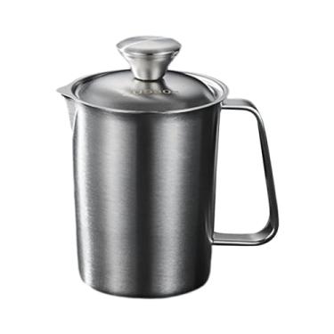 Imagem de Ioensy Copo medidor em aço inoxidável com marcações gravadas de precisão, acessório para espumar leite, recipiente para leite, confeitaria e café, 500ml