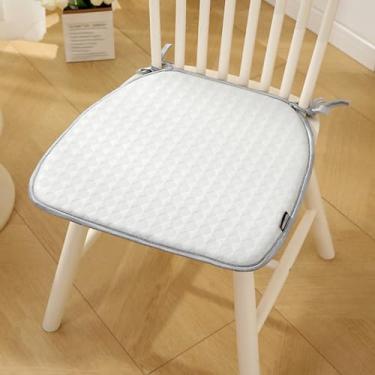 Imagem de Almofada de assento cadeira lavável antiderrapante, almofada de cadeira de seda gelada fresca de verão com banheiros para cadeira de cozinha e cadeira de jantar, espuma de memória branca 1 peça