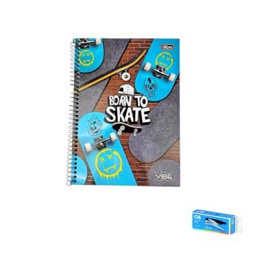 Imagem de Kit Caderno Universitário Capa Dura Vibe Masculino 20 Matérias 320 Folhas + Grampeador Alicate S-150