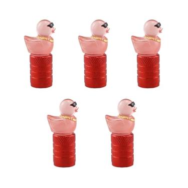 Imagem de Lindas tampas de haste de válvula de pato, tampas de válvula de pneu, capa de borracha quente que brilha no escuro (pacote com 5) universal para carro, caminhão, SUV, motocicleta, bicicleta