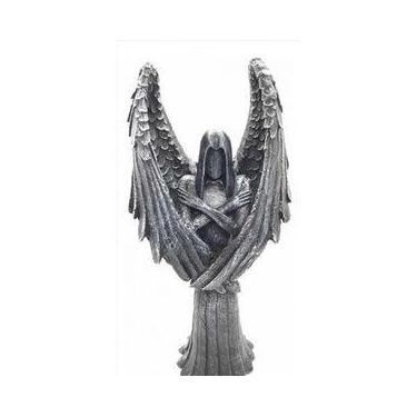 Imagem de Imagem Anjo Negro Pintado Cinza Macho Escultura Resina Estatua - Lua M