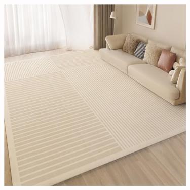 Imagem de SPXMQSS Tapetes de sala de estar, grande, macio para quarto, resistente à sujeira e ao desgaste, tapete lavável com forro antiderrapante, para quarto, sala de jantar, escritório, preto/bege