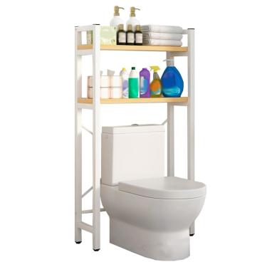 Imagem de SPXMQSS Unidade de armazenamento sobre vaso sanitário, armazenamento de máquina de lavar, prateleira de armazenamento independente com compartimentos abertos, armário de vaso sanitário, para varanda