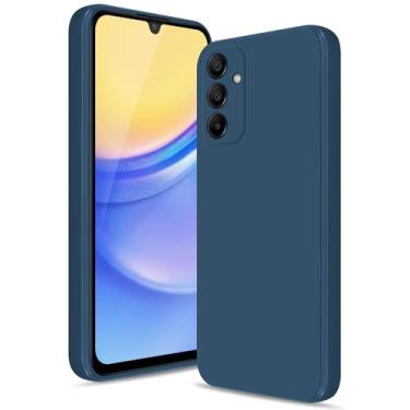 Imagem de Btstring Capa para Samsung Galaxy A15 5G, capa de silicone macio com proteção de câmera atualizada, capa fina à prova de choque com forro de microfibra antiarranhões, azul