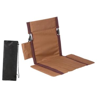 Imagem de Aymzbd Encosto para camping ao ar livre, cadeira de chão com encosto, bolsa de transporte, almofada dobrável multifuncional acolchoada para trekking e, Marrom