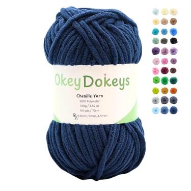 Imagem de Fio de chenille de poliéster super volumoso, macio, não desfia, durável #6 de crochê e pelúcia amigurumi para pelúcia, cobertor e bricolage (100 g | 300 g | 500 g) (azul oceano profundo (30), 1 pacote