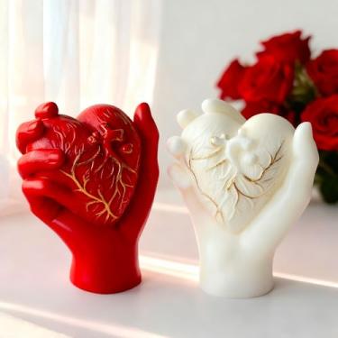 Imagem de Vela cilíndrica de coração de mão e molde de resina - moldes de silicone de fundição de resina para decoração de casa e molde espiral ondulado para fabricação de velas