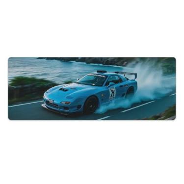 Imagem de HouLaiZhe JDM Tapetes de mesa de carro Coastal Highway JDM Car Rx7 Extreme Speed Sports Gaming Mouse pads grandes para teclado de mesa tapete de computador 30 x 80 cm