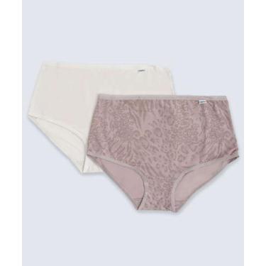 Imagem de Kit 2 Calcinhas Alta Estampada DelRio-94020, Lilás e bege, GG