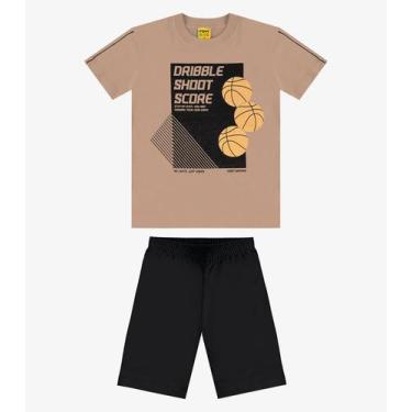 Imagem de Conjunto Infantil Machão com Bermuda Rovi Kids Marrom - Rovitex Kids, 