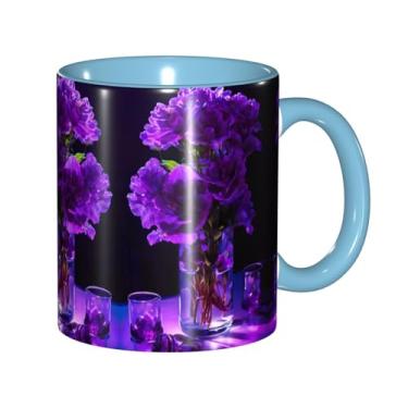 Imagem de Zeraoke Caneca de café criativa com estampa de flores roxas, personalizadas, presente para família, tamanho de 325 ml, unissex