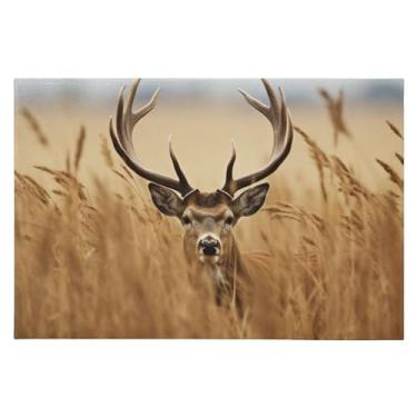 Imagem de Wassud Tapete de porta de veado em pé na grama 61 x 89 cm, tapete de área lavável antiderrapante com suporte de borracha, tapete macio e macio para sala de estar, quarto, entrada, entrada