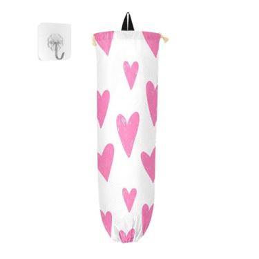 Imagem de xigua Suporte de parede para saco de plástico de corações com cordão, pacote com 2, organizador de sacolas de compras reutilizáveis, decoração para bolsas, meias, roupas íntimas e gravatas