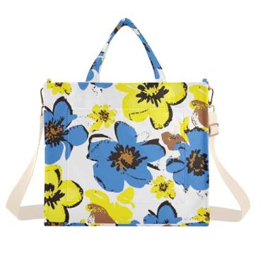 Imagem de Burbuja Sacola feminina com flores abstratas, bolsa tiracolo de veludo cotelê para compras, trabalho, viagens, Flores abstratas, Medium