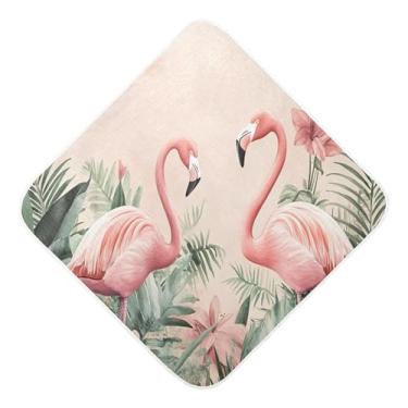 Imagem de Burbuja Toalha de banho para bebês Flamingos in Jungle - Toalha com capuz de musselina macia e absorvente para recém-nascidos, 89 x 89 cm