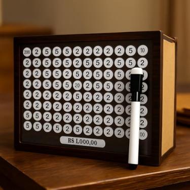 Imagem de Cofre de Madeira Desafio Woodbox Cofrinho Metodo Japones com Caneta para Guardar Dinheiro (Madeirado, $.)