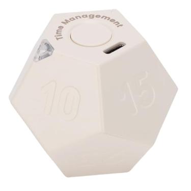 Imagem de Asixxsix Temporizador de Cubo de 12 Lados, Temporizador Recarregável Multifuncional Elegante Com Função de Lembrete, Ferramenta de Eficiência de Gerenciamento de Tempo Adequada (Branco)