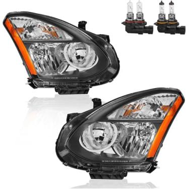 Imagem de Vizotae Conjunto de faróis para substituição de farol de halogênio Nissan Rogue 2008-2013, farol alto/baixo com lâmpadas, lado do motorista e do passageiro