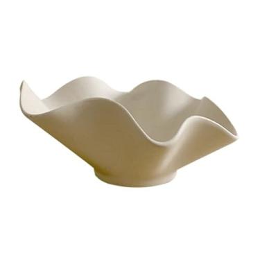 Imagem de Fruteira Fruteira de terracota em formato de onda com acabamento fosco texturizado, peça artística para servir, decoração de mesa moderna e rústica. Decoração de mesa