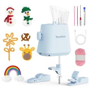 Imagem de Yocrefun Máquina automática de tricô I-Cord, ferramenta elétrica para fazer iCord, máquina de crochê i-Cord, tricô de fio mãos livres para projetos de tricô de crochê DIY rápidos (azul)