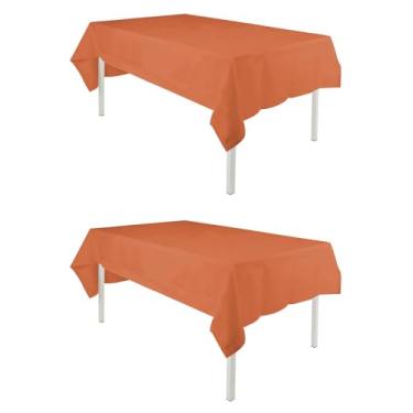 Imagem de Toalha de mesa retangular TWINPRET 152 x 250 cm, toalha de mesa de poliéster lavável à prova d'água laranja – Capa de mesa retangular resistente a manchas e óleo para banquetes e festas (serve para