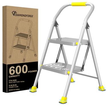 Imagem de Escada dobrável – para cozinha de adultos em casa 2 extensão de degraus alta resistente com corrimãos - escadas de escada de armário escada extensível para casa interna 272 kg