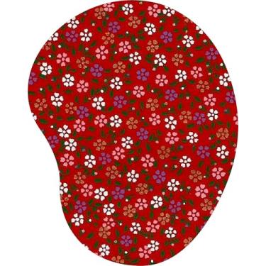 Imagem de Mouse Pad Ergonômico Gota Arte Mini Floral Fundo Vermelho