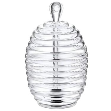 Imagem de Meleira Pote de Mel em Acrílico Transparente Design Colmeia 220ml Com Tampa e Pegador