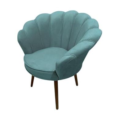 Imagem de Poltrona Decorativa Pétala Luxo em Tecido Veludo com Pés Palito para Sala Quarto e Recepção - Conforto e Sofisticação (Azul Turquesa)