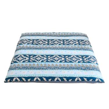Imagem de Zelladorra Capa de colchão futon antiderrapante tamanho completo, capa de colchão japonesa com zíper, lavável na máquina (jacquard listrado azul)