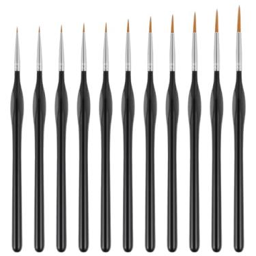 Imagem de KFHENSOMR 10 pincéis de pintura em miniatura para detalhes finos, conjunto de pincéis de pintura pequenos com alças triangulares para artesanato, acrílico, aquarela, modelo de óleo, pintura facial