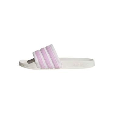 Imagem de adidas Sandália antiderrapante unissex Adilette Noshower, Branco/Bliss Lilás/Quase Rosa, 12 Women/11 Men