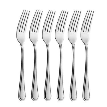 Imagem de Jogo 6 Garfos de Sobremesa Aço Inox Prata Linha Silver Em Casa Tem 16,