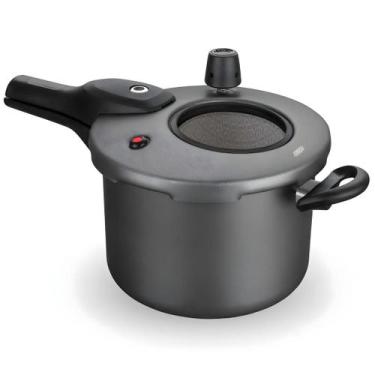 Imagem de Panela De Pressão C/ Visor De Vidro 4,5L Antiaderente - mta, Grafite
